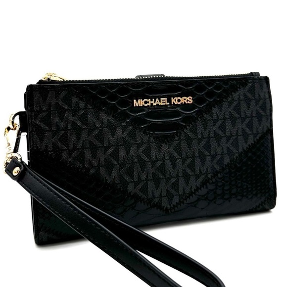 Michael Kors Handbags - Michael Kors Large Double Zip Wallet Wristlet Black Multi